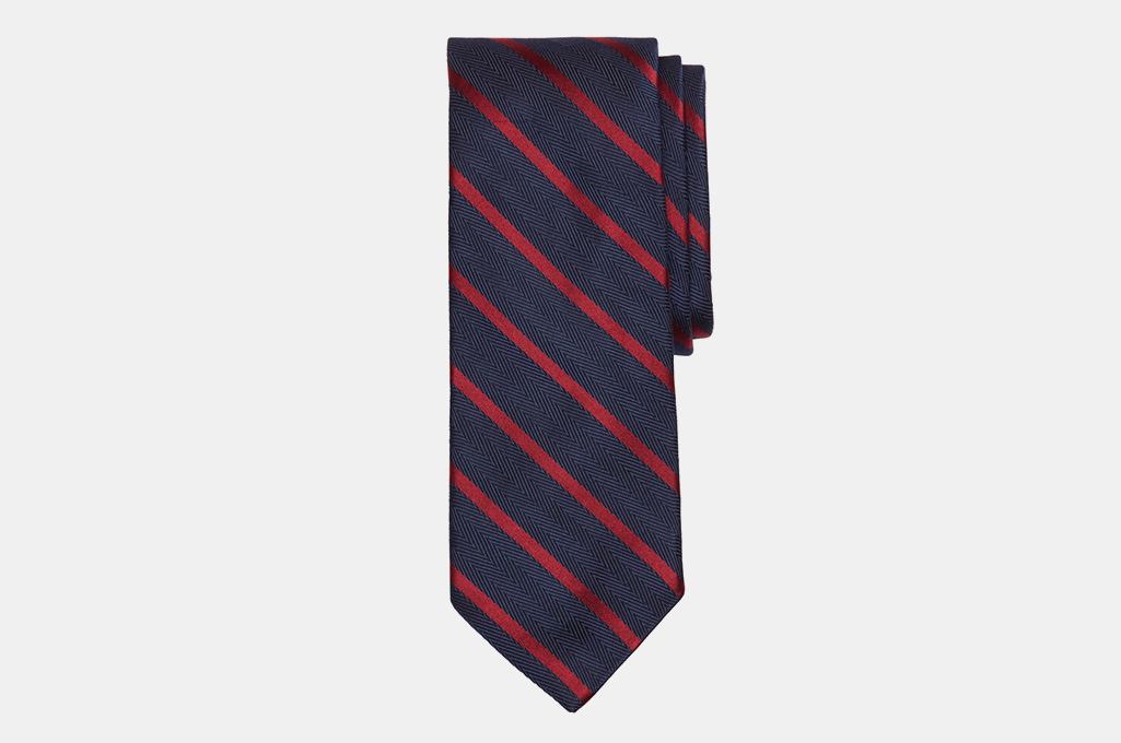 Brooks Brothers Herringbone Ground Bar Stripe Tie