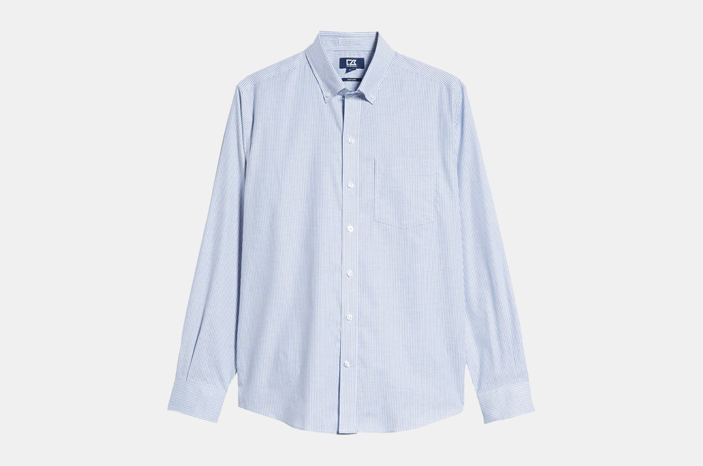 Cutter & Buck Classic Fit Stripe Stretch Oxford Shirt