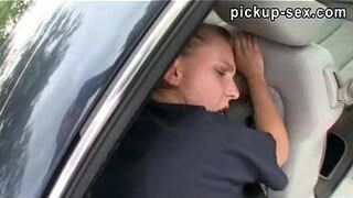 Amateur blonde teen Nessy spits cum after sex in public porn video